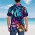 thumbnail image 4 of Balery Colorful Tropical Leaves Camisas hawaianas de manga corta para hombre, camisas playeras de corte holgado, camisas de vacaciones con botones,XX-Large, 4 of 7