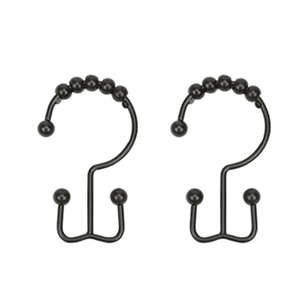 Zenna Home® Rustproof Matte Black Double Roller Shower Hooks - 12 Count