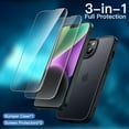 thumbnail image 3 of JETech 3 in 1 Matte Case for iPhone 14 6.1-Inch with 2-Pack Tempered Glass Screen Protector, Translucent Frosted Shockproof Phone Cover (Black), 3 of 6