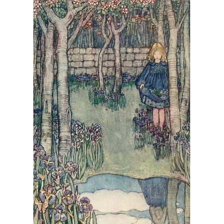 The Childrens Book of Gardening 1909 Irises Stretched Canvas - Winifred Cayley-Robinson (18 x 24)