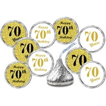 70th Birthday Gold Kisses Stickers, (Set of 324) Chocolate Drops Labels Stickers For Birthday Party, Kisses Party Favors Decor,