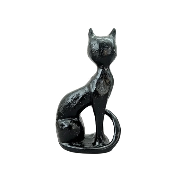 Clearance! Halloween Black Cat Figurine, Sculpted Bronze Style Cat Statue, Vintage Gothic Halloween Decoration for Halloween Indoor Tabletop Home Party Decor