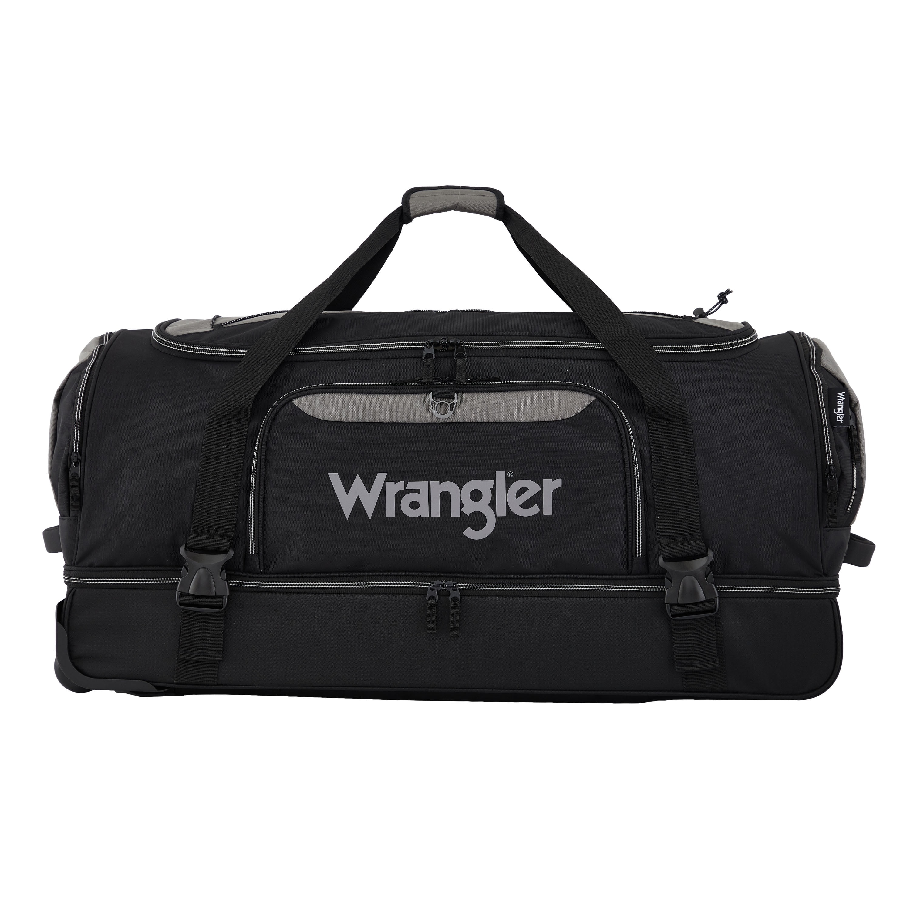 Wrangler Jumbo 36" Drop-Bottom Rolling Duffel with Telescopic Handle - Black