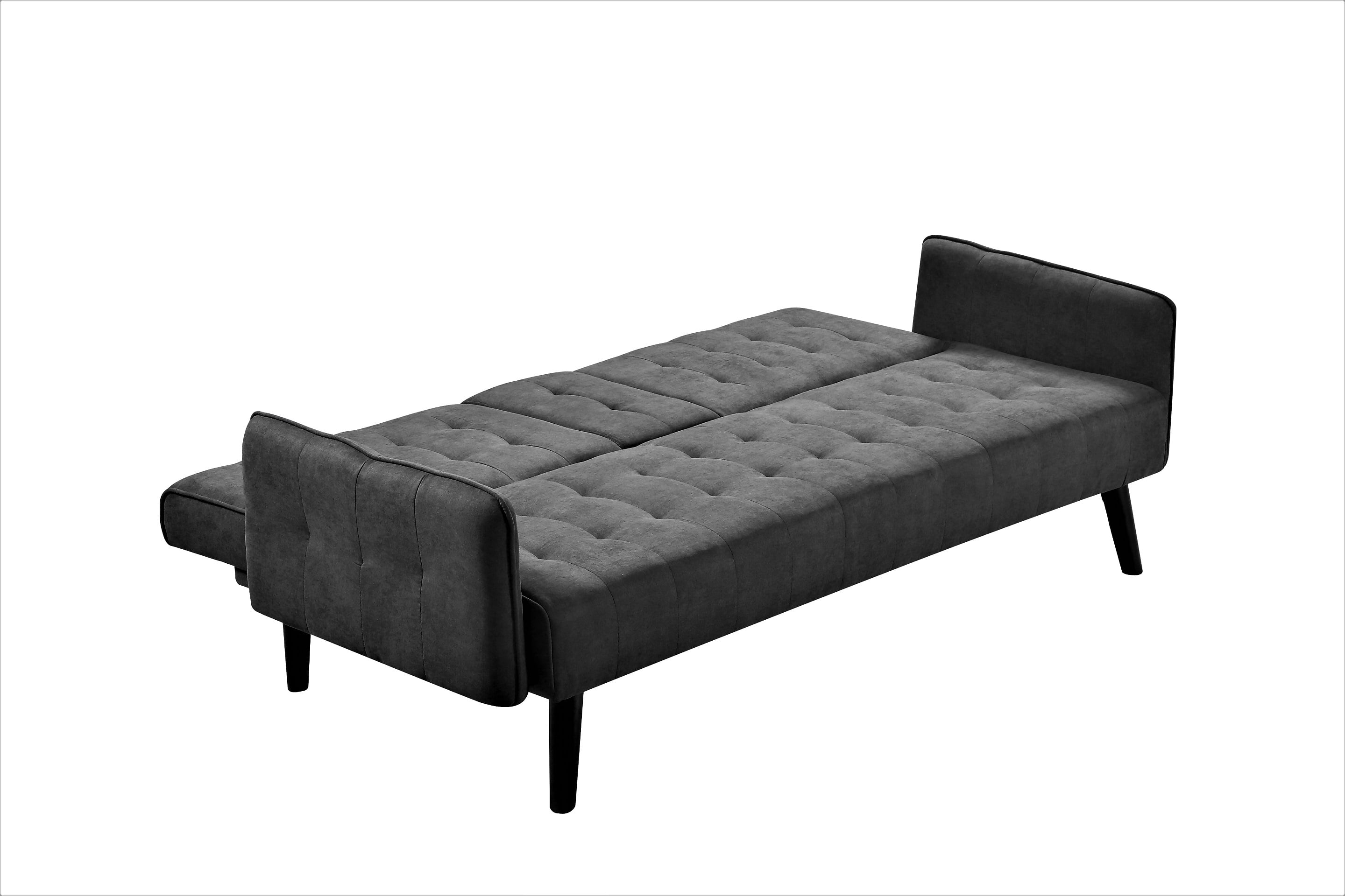 Gewnee 72" Sleeper Sofa Bed, Convertible Linen Futon Couch with Folding Backrest with Cup Holder,Modern Couch for Home and Guest Room，Dark Gray
