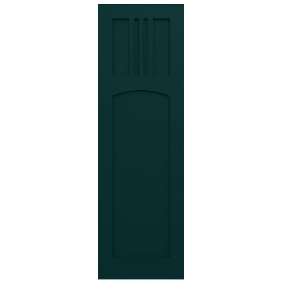 15"W x 68"H True Fit PVC San Miguel Mission Style Fixed Mount Shutters, Thermal Green (Per Pair - Hardware Not Included)
