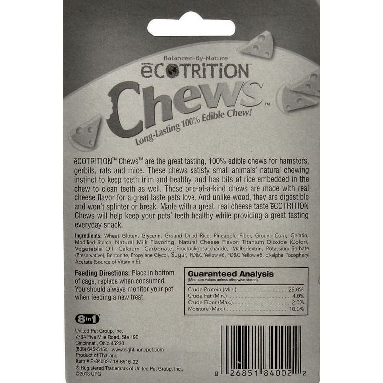 eCOTRITION Chews for Hamsters Gerbils Rats and Mice 1 Ounce Edible Chews Cheese Flavor