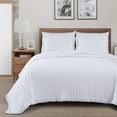 thumbnail image 2 of Chezmoi Collection Bonnie 3-Piece 100% Cotton Quilt Set Queen Size, White - Double Frayed Ruffled Edge Lightweight Pre-Washed Soft-Finished Cotton Bedspread for All Season, 2 of 9