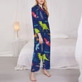 thumbnail image 3 of Fuzoiu Dinosaurs Print Women's Long-Sleeved Pajama,Lounge Button Down Nightwear,Womens Notch Collar Pajama Set-X-Large, 3 of 7