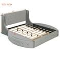 thumbnail image 4 of [Luckynote]Upholstered Platform Bed Queen Size Storage Velvet Bed with Wingback Headboard and 1 Big Drawer,2 Side Storage Stool(Gray), 4 of 10
