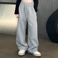 thumbnail image 4 of LIaqionyy Sweatpants for Girls Wide Leg Baggy Casual Drawstring Elastic Waist Casual Joggers Pants with Pockets, 4 of 6