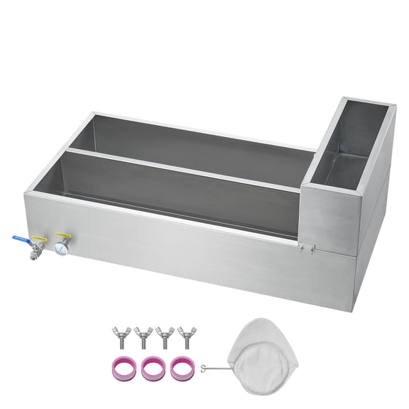KFFKFF Maple Syrup Processing Pan, 47 Gallon Capacity, Produces 683 Cups of 8.8oz Maple Syrup, Flat Design Pan with Temperature Gauge, Dual Valves and Trio Heating Techniques