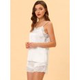 thumbnail image 3 of Lencería sexy de satén para mujer, con ribete de encaje, camisetas, pantalones cortos, pijamas, conjuntos blanco L, 3 of 5