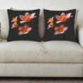 thumbnail image 3 of Set of 2 Decorative Throw Pillow Covers 18x18in - Elegant Dark Background with Vibrant Pink Flowers & Green Stems - Perfect for Couch Bed Car Decor, 3 of 8