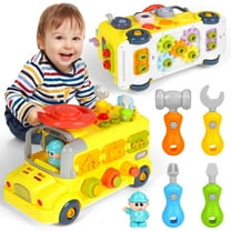 Huge Wave Baby Montessori Learning Toys, Sensory Activity Bus Toddler Toys, Educational Interactive Learn Car, Birthday Gift for 1 2 3 Years Old Boys Girls