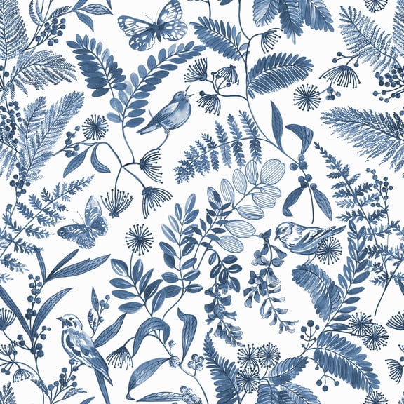 RoomMates Songbird Garden Blue Peel and Stick Wallpaper