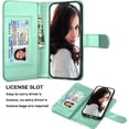 thumbnail image 3 of NJJEX Wallet Case for iPhone 12 Pro Max Case/iPhone 12 Pro Max Wallet Case 6.7" (2020), [9 Card Slots] PU Leather Card Holder Folio Flip [Detachable] Kickstand Lanyard Magnetic Phone Cover [Turquoise], 3 of 7