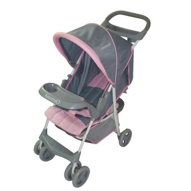 pink and grey stroller and carseat