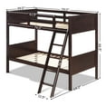 thumbnail image 7 of Topbuy Twin Over Twin Bunk Beds Convertible 2 Individual Twin Beds Solid Hardwood White/ Espresso, 7 of 7