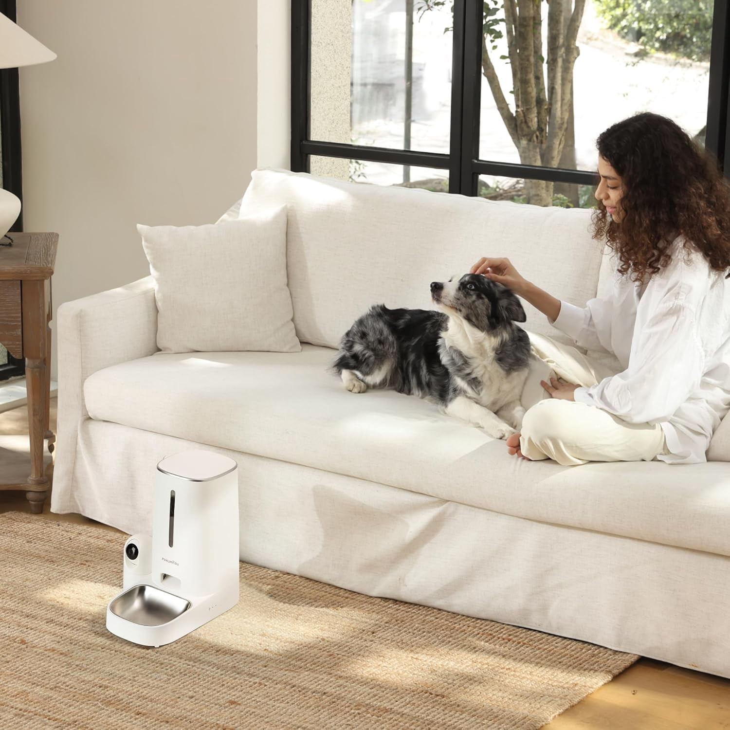 Automatic Cat Feeder with Rotating Camera, 1080P HD Video Night Vision, 5G WiFi APP Control, 2-Way Audio, Low Food Alerts