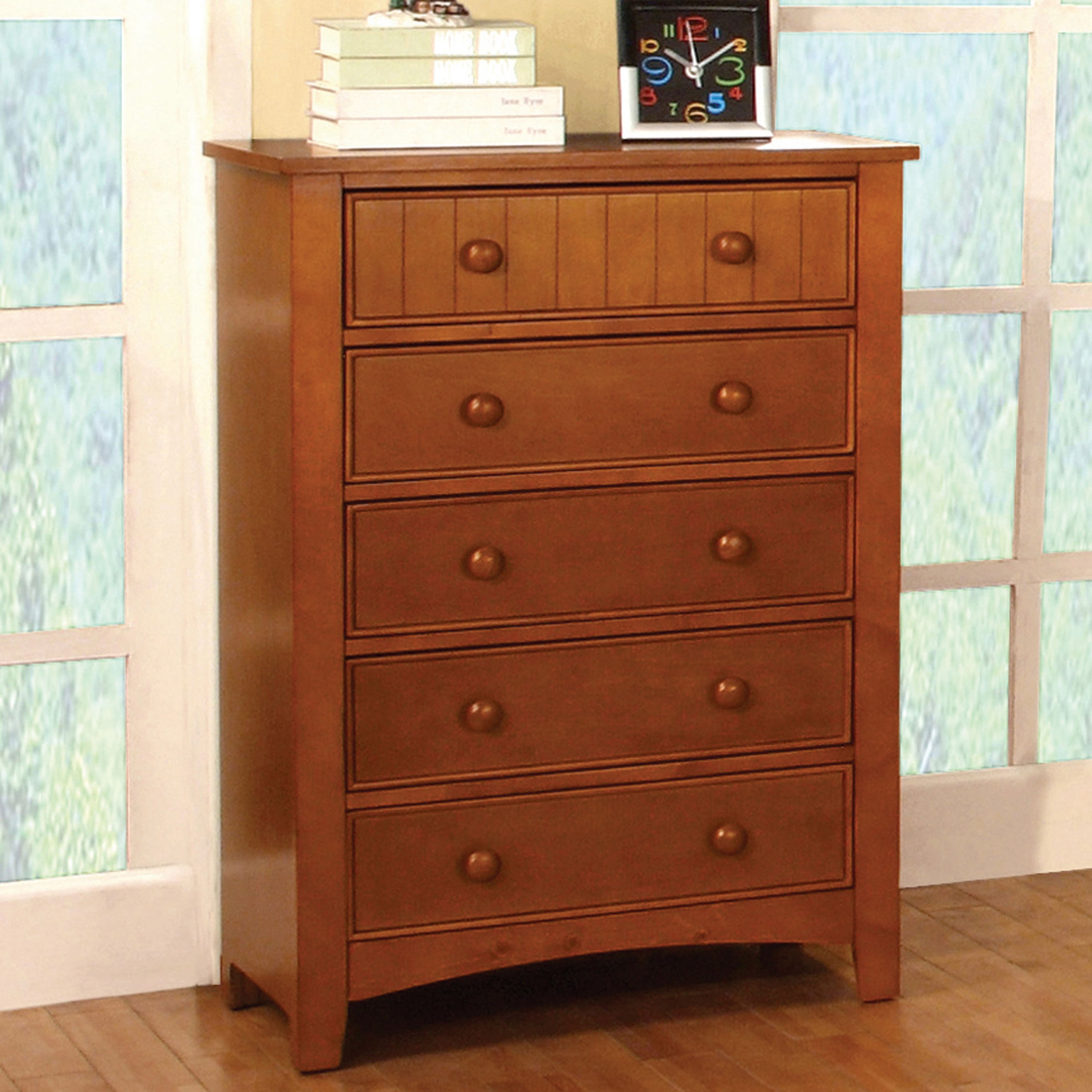 Furniture of America Sawyer 5-Drawer Wood Walnut Kids Chest