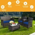 thumbnail image 5 of Gymax 4PCS Patio Rattan Conversation Furniture Set Outdoor w/ Navy Cushion, 5 of 10