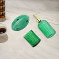 thumbnail image 3 of Unique Bargains 1 Set Reusable Vertical Stripes Bathroom Accessories Kit Green Glass, 3 of 4