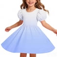 thumbnail image 7 of Ashirexll Girls Summer Dress Children Short Sleeve Round Neck Classic Back Solid Color Casual A-Line Dress for Preteen Kids, 7 of 7