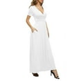 thumbnail image 5 of Aiyino Women's Casual Short Sleeve Deep V Maxi Dress Loose Long Dresses with Pockets,2XL White, 5 of 7