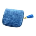thumbnail image 3 of Pequeño organizador de joyas de viaje, bolsa de terciopelo, elegante soporte para mamá Azul hielo claro, 3 of 8