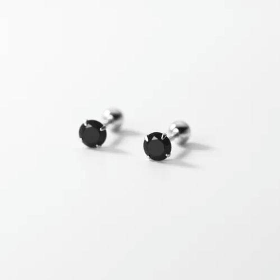 K-KED Real 925 Sterling Silver 3/4/5 mm Black Crystal Stud Earrings Studs Screw Backs-3 mm