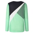 thumbnail image 2 of Womens Blouse Round-Neck Stitching Contrast Color Long Sleeve T-Shirt, 2 of 6