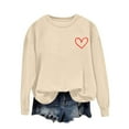 thumbnail image 2 of Itsame Valentine's Heart Sweatshirt Womens Long Sleeve T-Shirts Loose Crew Neck Tops Beige Size XL, 2 of 5