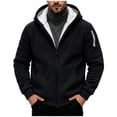 thumbnail image 3 of Xcmzpl Men's Zip up Hoodie Heavyweight Winter Sweatshirt Fleece Sherpa Lined Warm Jacket Solid Outerwear with Pocket, 3 of 10