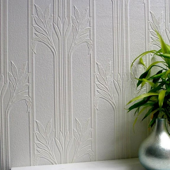 Brewster Home Fashions White Wildacre Paintable Textured Vinyl Wallpaper 20.9-in by 33-ft