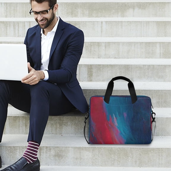 Iauyy 16inch Laptop Briefcase for Men/Women , Detachable Strap & Padded Compartment,Water-Resistant BagBusiness Travel File and Notepad,Abstract Blue