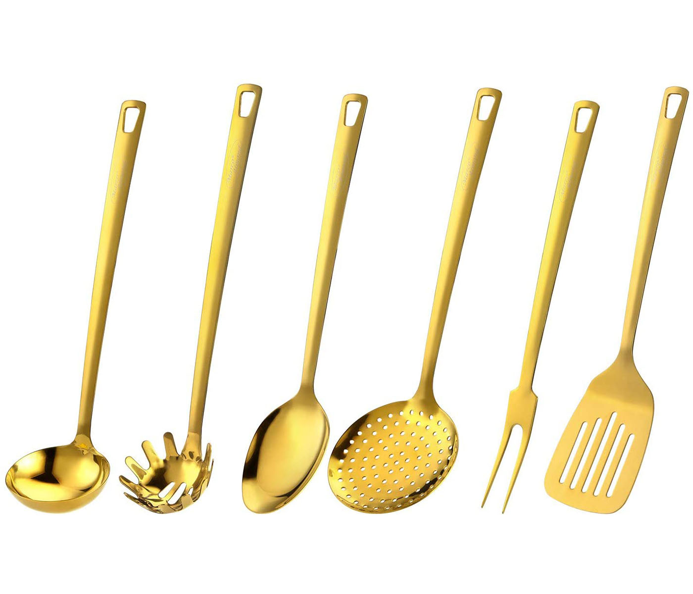 Marco Almond 6pcs Golden Kitchen Cooking Utensils Tool Set Stainless