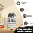 thumbnail image 4 of Hovmgk 360° Rotating Knife and Cutlery Organizer, Stainless Steel Storage Rack for Kitchen Knives, Spoons, Chopsticks, with Ventilated Design and Removable Water Tray for Easy Cleaning, White/Black, 4 of 8