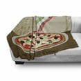 thumbnail image 3 of Pizza Soft Flannel Fleece Blanket, Ristorante Italiano Concept with Vintage Grunge Style Print with Pizza and Collosseum, Cozy Plush for Indoor and Outdoor Use, 50" x 70", Multicolor, by Ambesonne, 3 of 6