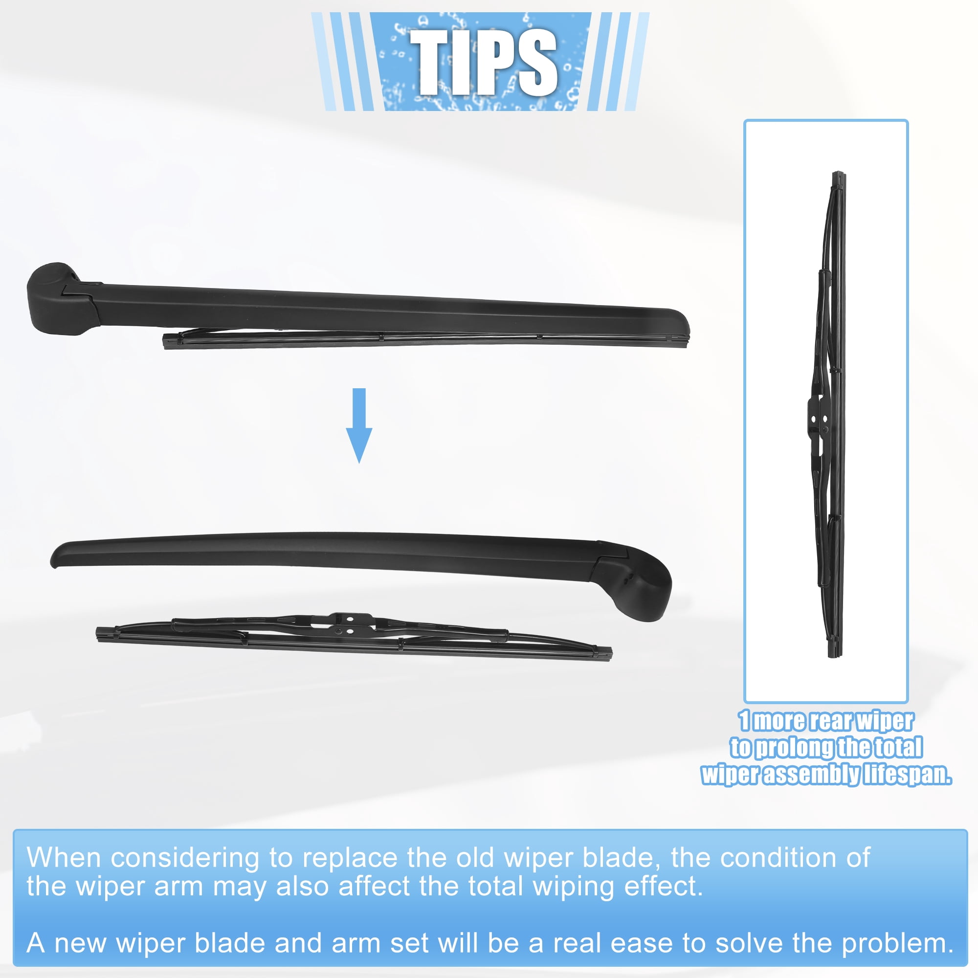 Unique Bargains Rear Windshield Wiper Blade Arm Set for Audi Q7 2007-2015 Pack of 3