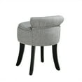 thumbnail image 4 of Inspired Home Bardot Linen Vanity Stool Nailhead Trim Roll Back Bedroom, Grey, 4 of 7