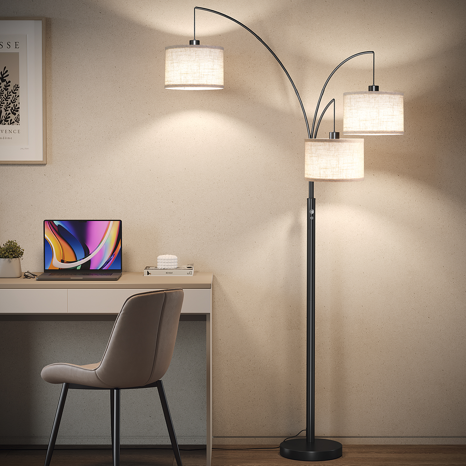 Sunmory 78" Arc Floor Lamp, Black, 3-Light photo 3