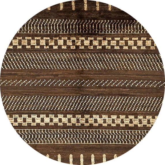 Ahgly Company Indoor Round Abstract Red Abstract Area Rugs, 4' Round