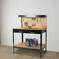 thumbnail image 4 of Work Benches for Garage Shop, Garden Work Benches Work Station Tools Table with Peg Board and Drawers, Black, 4 of 10