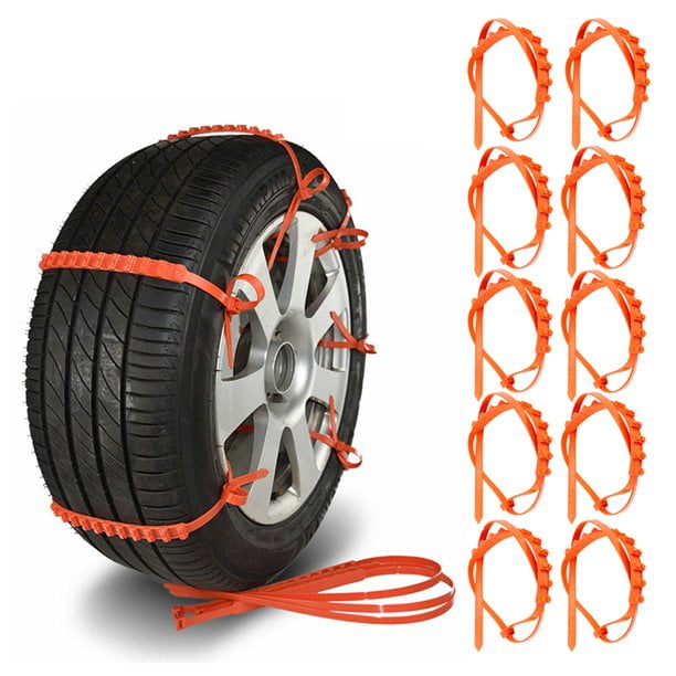 10PCS Car Winter Snow Anti-skid Wheel Nylon Tire Chains Winter Driving Security Chains Wear resistant low temperature resistant Universal Fit Tyre Width 145-295 Kwolf Anti-skid Wheel Tire Chains