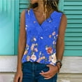 thumbnail image 4 of Camiseta sin mangas informal para mujer, Top con estampado de flores, Tops de moda, Camiseta holgada con cuello en V de calle 2021, 4 of 5