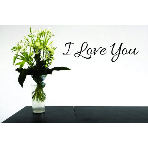 I Love You Vinyl Wall Decal for Home - Bride Spouse Ring Beauty Affection Cute Wall Décor Bedroom Living Room Entry - Removable High Tact - Size: 4 In x 20 In