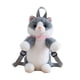 thumbnail image 5 of Mochila con forma de gato para viajes y calle, regalo para mujeres. Mochila de peluche realista con forma de animal. Gris, 5 of 9
