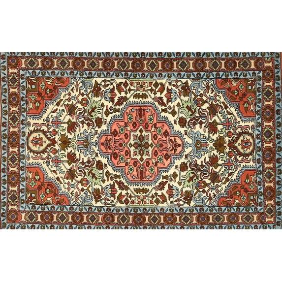 Ahgly Company Machine Washable Indoor Rectangle Traditional Light French Beige Brown Area Rugs, 2' x 4'