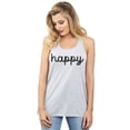 thumbnail image 2 of Happy Cursive Women's Fashion Sleeveless Flowy Racerback Workout Yoga Tank Top Sport Grey Large, 2 of 3