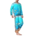 thumbnail image 2 of Saiise Underwater Aquarium Arches Men's Sleepwear Set Lapel Neck Button Down Long Sleeve Top and Pants 2 Piece Pajama Set-XX-Large, 2 of 7